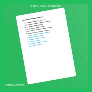 custom UK University Name Diploma in International Relations Template File Preview - CustomDocs