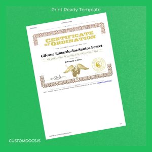 custom USA Dudeism Certificate of Ordination Template File Preview - CustomDocs