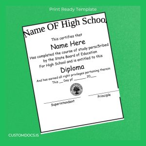 custom USA High School Diploma Template File Preview - CustomDocs