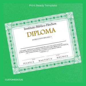 custom USA Instituto Biblico Hechos Diploma Template File Preview - CustomDocs