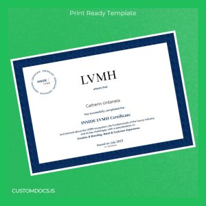 custom USA LVMH INSIDE Certificate File Preview - CustomDocs