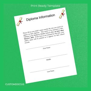 custom USA Matthews Middle School High School Diploma Template File Preview - CustomDocs