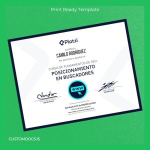 custom USA Platzi Diploma in SEO Template File Preview - CustomDocs