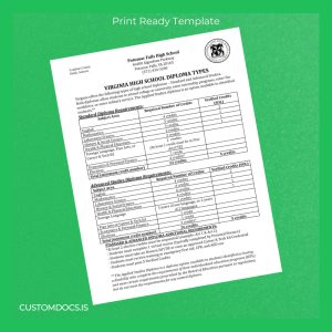 custom USA Potomac Falls High School High School Diploma Template File Preview - CustomDocs