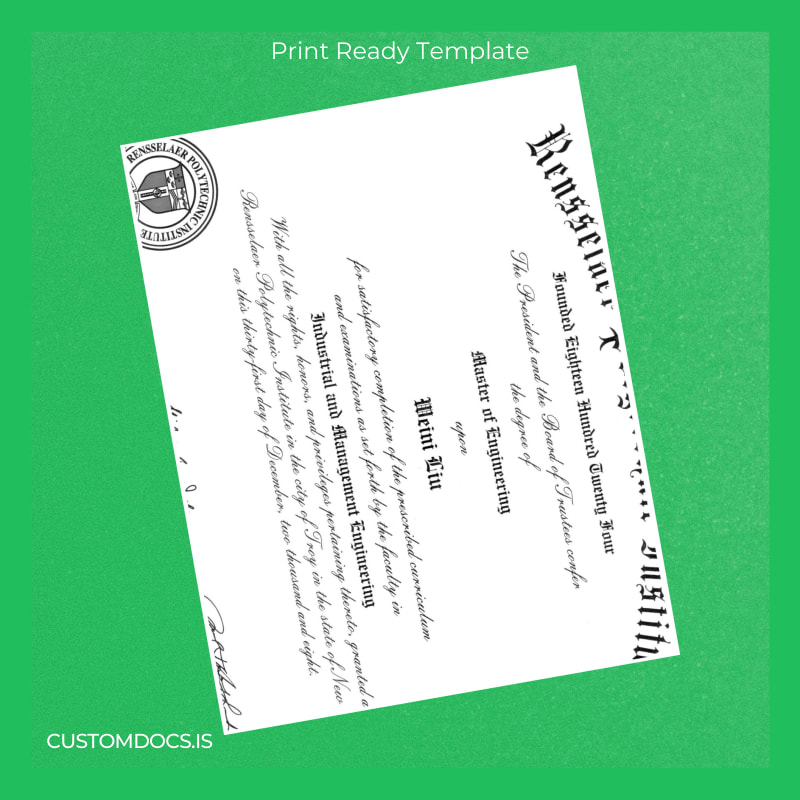 custom USA Rensselaer Polytechnic Institute Master of Engineering in Industrial and Management Engineering Template File Preview - CustomDocs