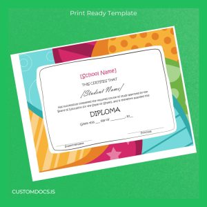 custom USA School Name Diploma Template File Preview - CustomDocs