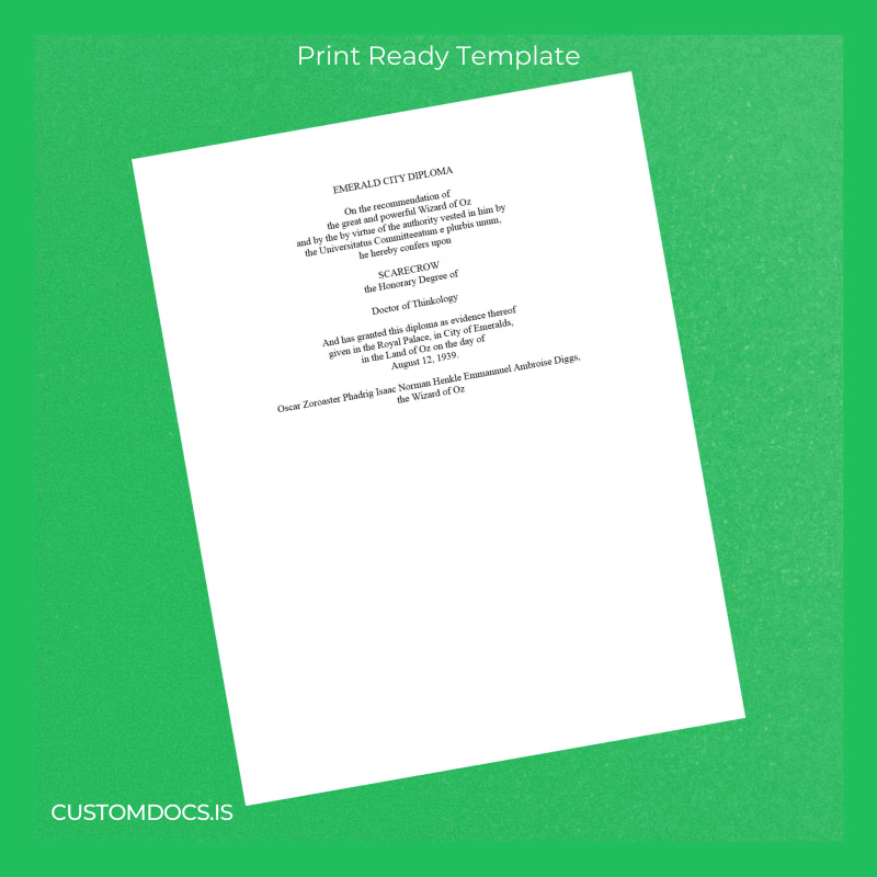 custom USA Universitatus Committeeatum e plurbis unum Doctor of Thinkology Diploma File Preview - CustomDocs