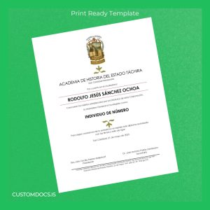 custom Venezuela Academy of History of the State Táchira Diploma Certificate File Preview - CustomDocs