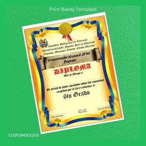 custom Venezuela Concentración Nacional N°68 6th Grade Diploma File Preview - CustomDocs