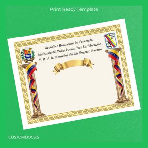 custom Venezuela E. B. N. B. Monseñor Nicolás Eugenio Navarro Diploma File Preview - CustomDocs