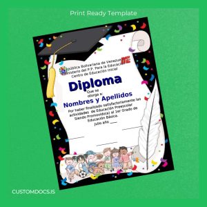 custom Venezuela Ministry of Popular Power for Education Preschool Education Diploma File Preview - CustomDocs