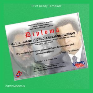 custom Venezuela Misión Médica Cubana Diploma Template File Preview - CustomDocs