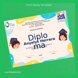 custom Venezuela U.E.N Andrés Bello High School Diploma File Preview - CustomDocs